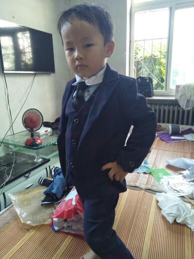 Pre-order ชุดสูทเด็กชาย สีม่วงลายตาราง แบบเท่น่ารัก