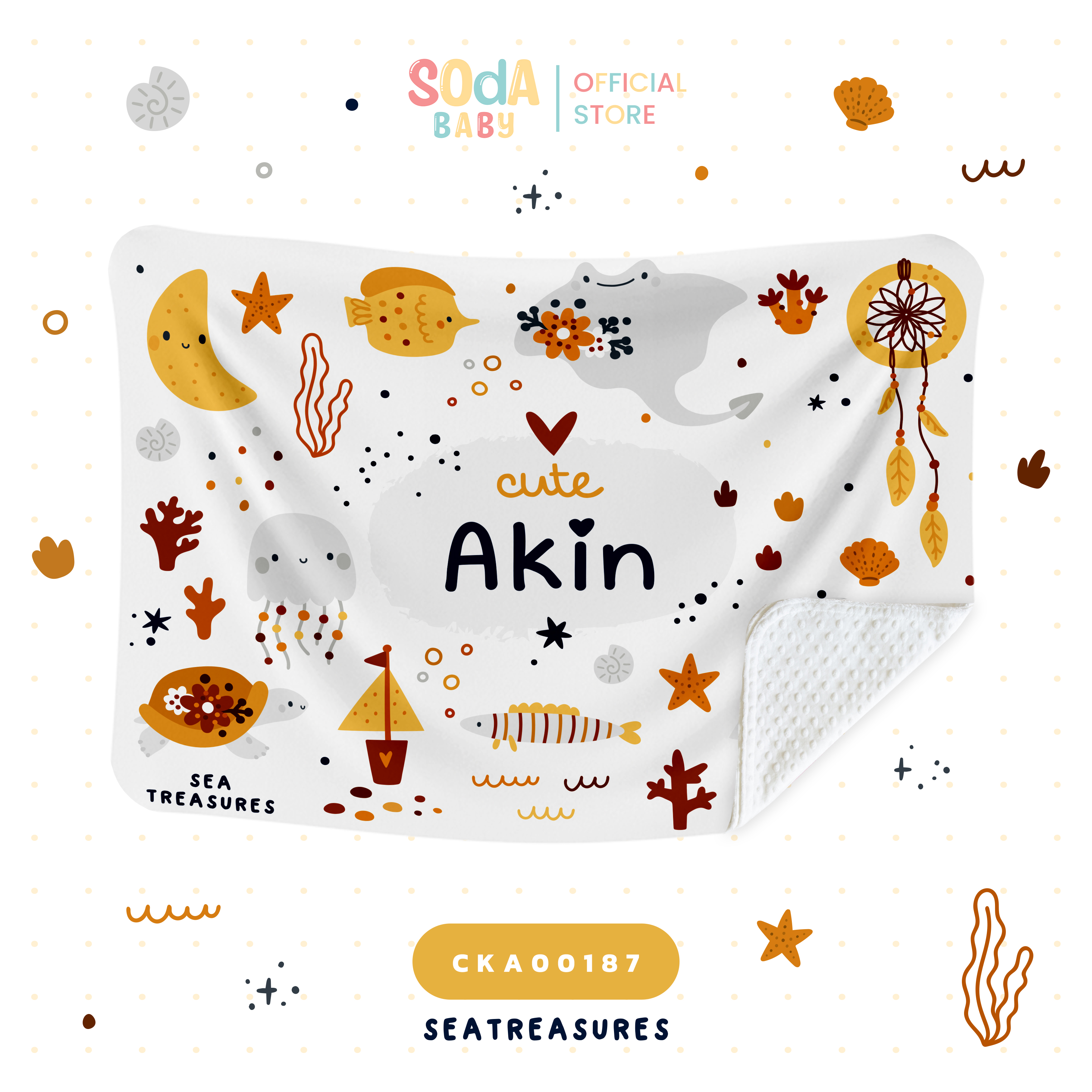ผ้าห่มเด็ก ใส่ชื่อได้ ลาย SeaTreasures Cute Animal รหัส CKA00187 🌜🐠 #CuteAnimal #ผ้าห่ม #SOdAbaby