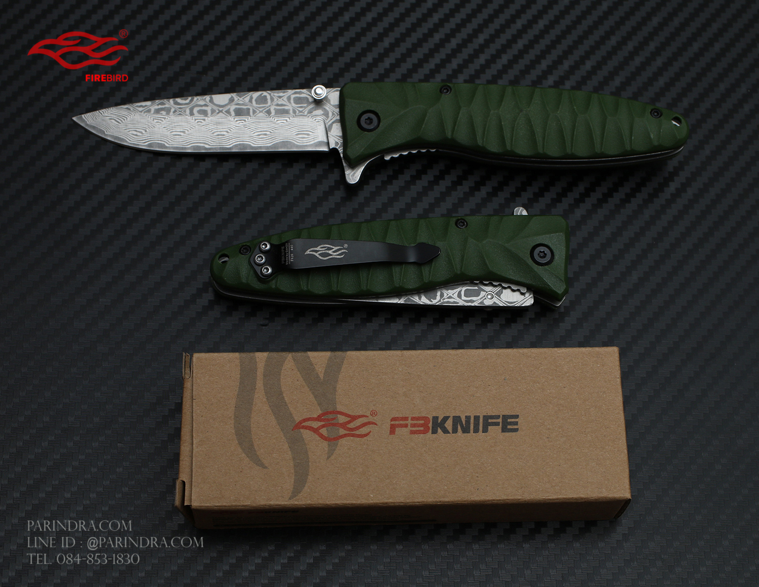 มีดพับ GANZO FIREBIRD F620-G2 ด้ามสีเขียวแก่ ของแท้ 100%