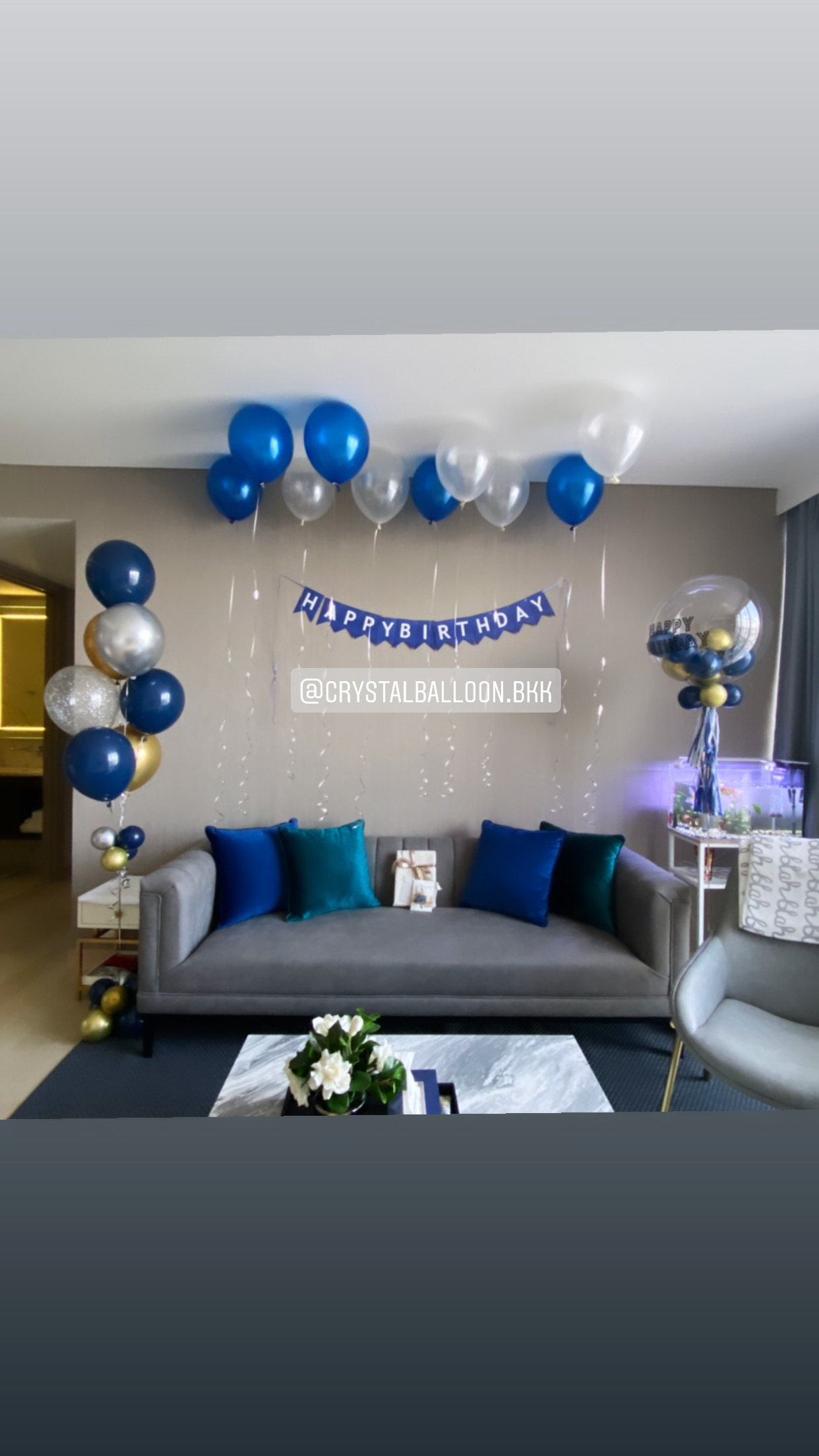 ลูกโป่ง วันเกิด Bubble USA ขนาด 24" Theme Dark Blue พร้อม ช่อลูกโป่ง ช่อ 7 ลูก 1 ช่อ พร้อม ป้ายธง HBD,ลูกโป่งลอยฝ้า 10 ลูก พร้อมตกเเต่ง สามารถเปลี่ยนลีลูกโป่ง/เปลี่ยนสี-ป้ายธง/เปลี่ยนข้อความ/เปลี่ยนขนาดได้