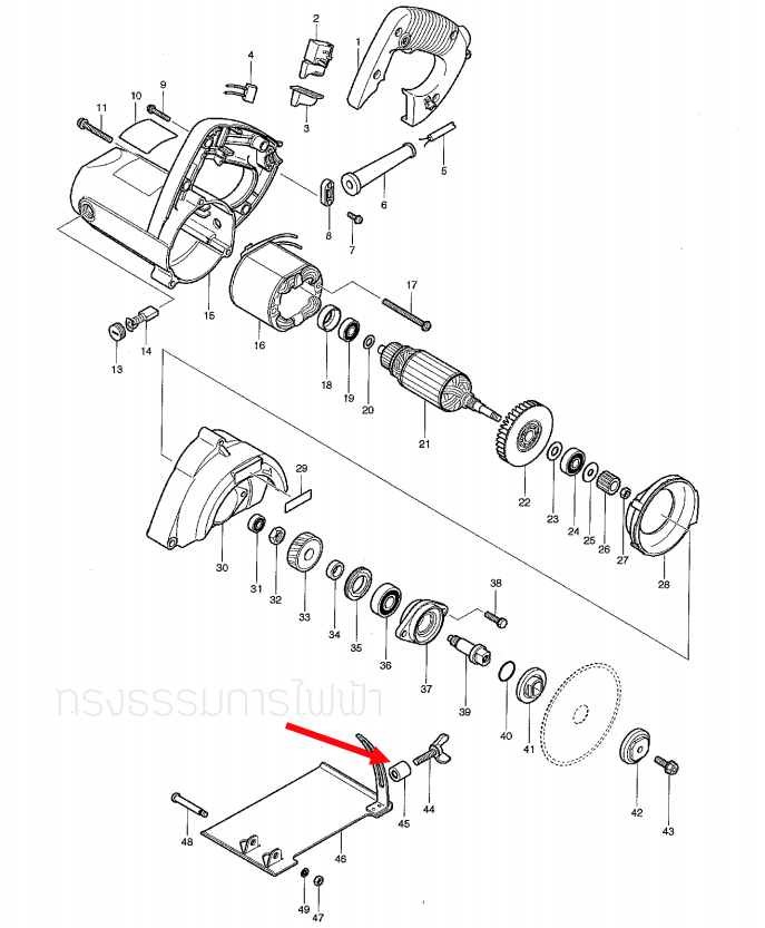 ปลอกรองน็อตหางปลา เครื่องตัด มาคเทค-Maktec MT410 [#45] Pn.262551-3 (แท้) ##