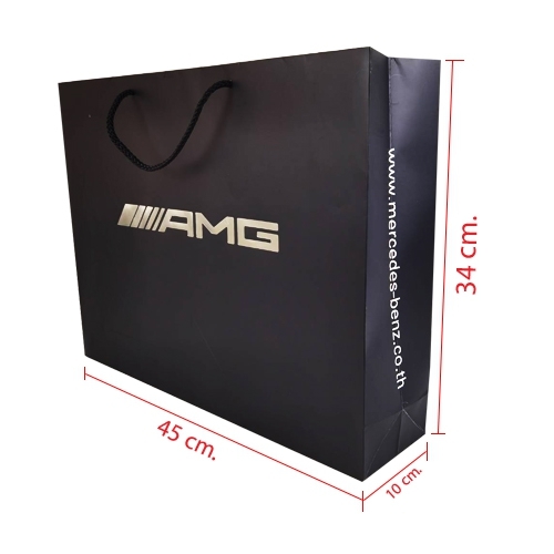 ถุงกระดาษ 190 แกรม โลโก้ปั้มฟรอยด์เงิน ขนาด 45x34x10 cm.