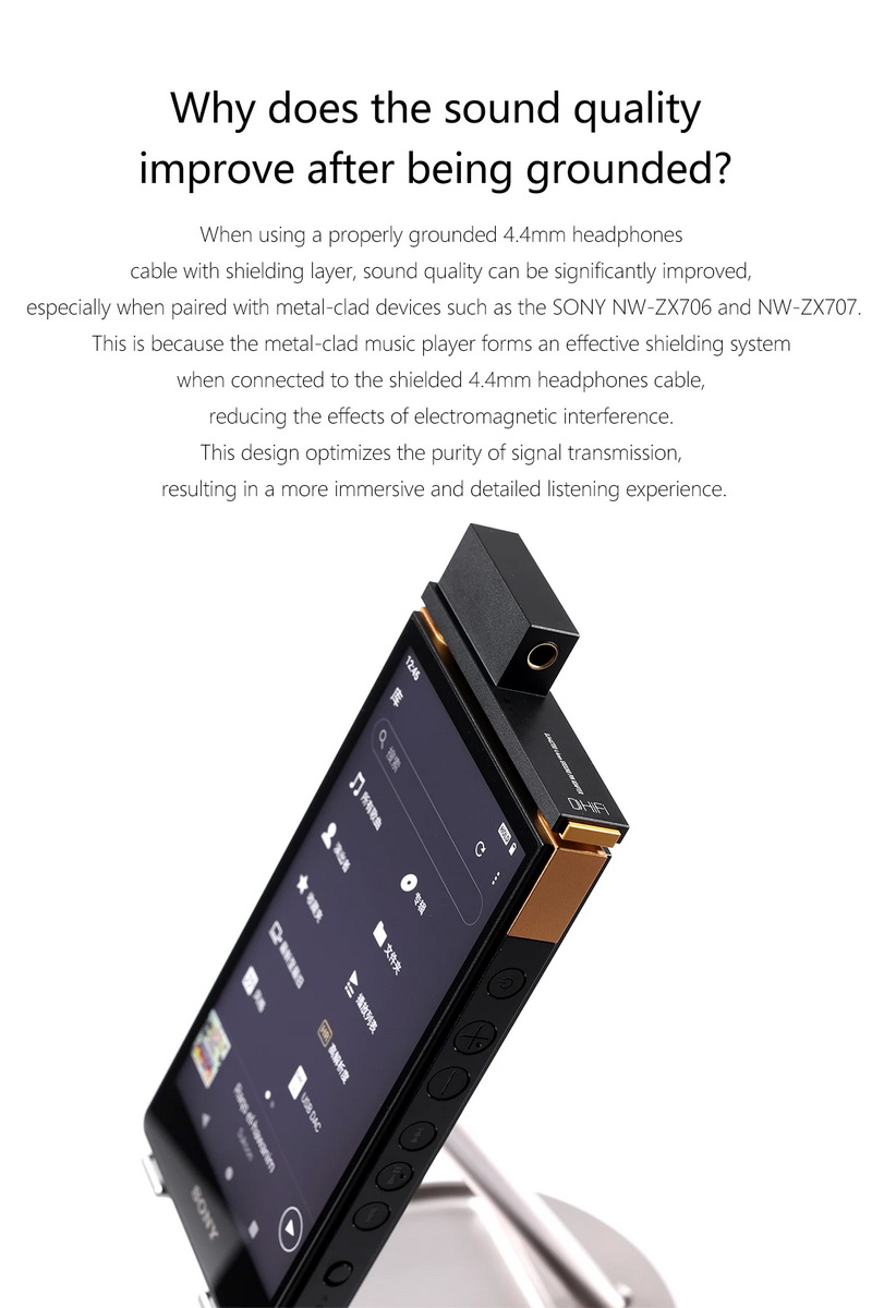 DD DJ44S700 อะแดปเตอร์กราวด์พิน 4.4 มม. สำหรับ SONY NW-ZX706และ NW-ZX707 ให้เสียงที่ดีขึ้น