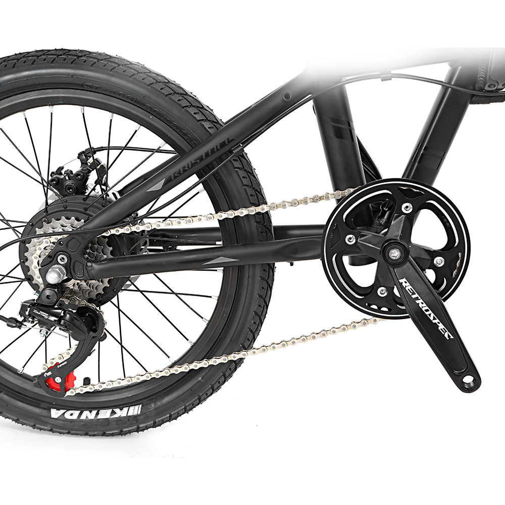 Kristall F20 – จักรยานไฟฟ้าพับได้ 20 นิ้ว ล้อใหญ่ แรงบิดสูง 48V ขับไกล 100 กม. สีดำแดง/ดำเทา