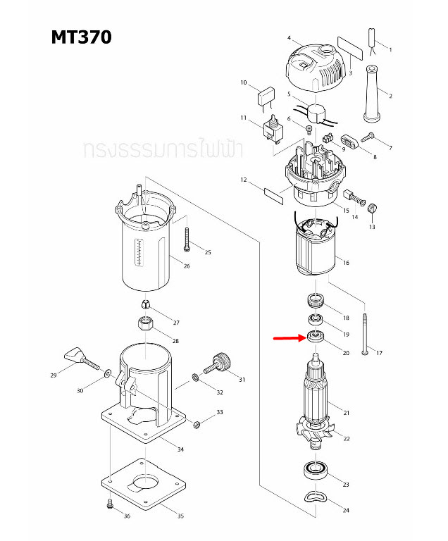 INSULATION WASHER หินเจียรไฟฟ้า Makita MT190, MT370, MT372, MT814, MT958, HR2475, HP1630, GA4030, GA4031, 4350CT, 9500NB, 9533B, 9553NB, 9556NB, HN, HP Pn.681636-0(แท้)