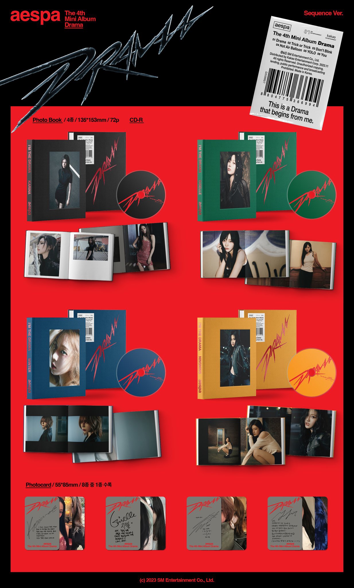 PRE. อัลบั้ม #aespa The 4th Mini Album ‘Drama’ SEQUENCE VER (แรนด้อม) - รอนำเข้า 14- 25 วัน หลังออกจำหน่าย -