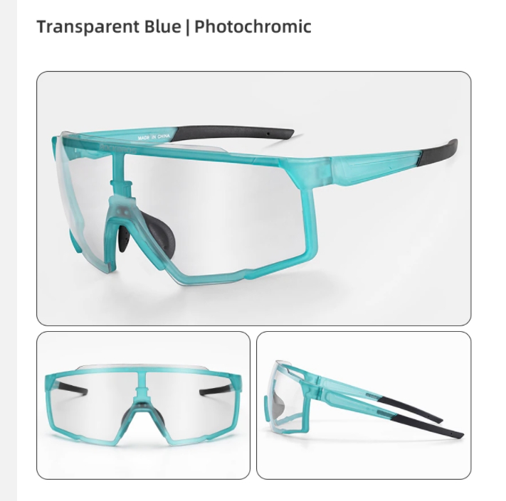 แว่นตา ROCKBROS Glasses Photochromic / Polarized Lens Myopia Frame (ฟ้า,ดำ)