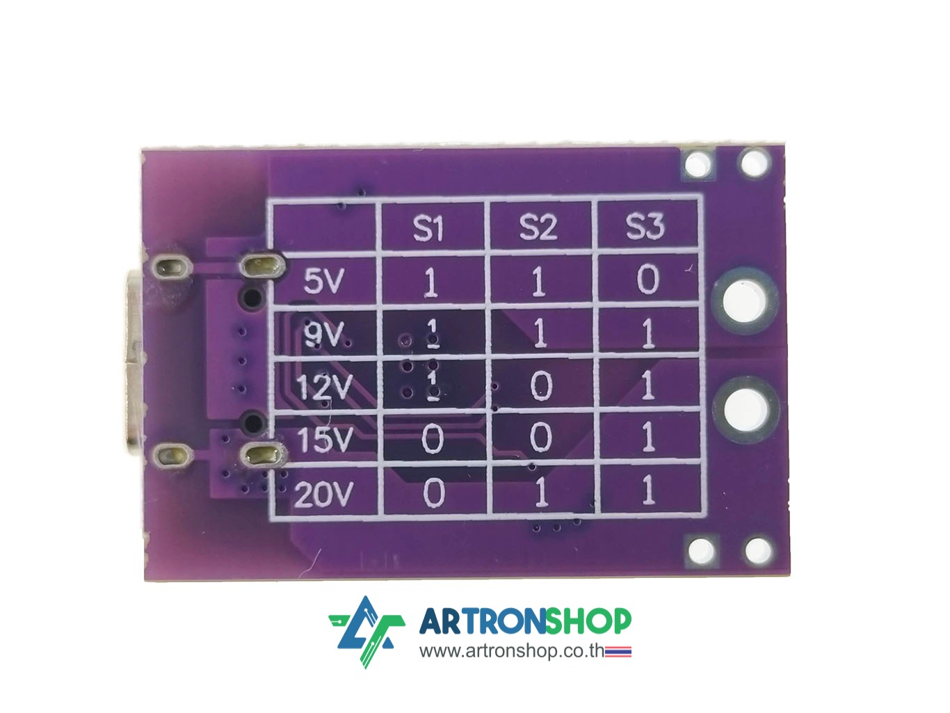 โมดูลจ่ายไฟ ชาร์จเร็ว PD/QC Power Delivery เลือกแรงดันได้ 5V 9V 12V 15V 20V