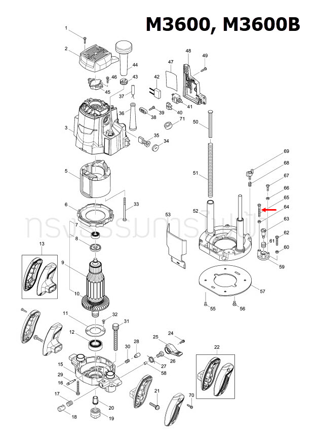 HEX. BOLT M5X40 เราท์เตอร์ Maktec มาคเทค, Makita มากีต้า MT360, MT362, M3600, M3600B [#65] Pn.265517-2 (แท้) ##