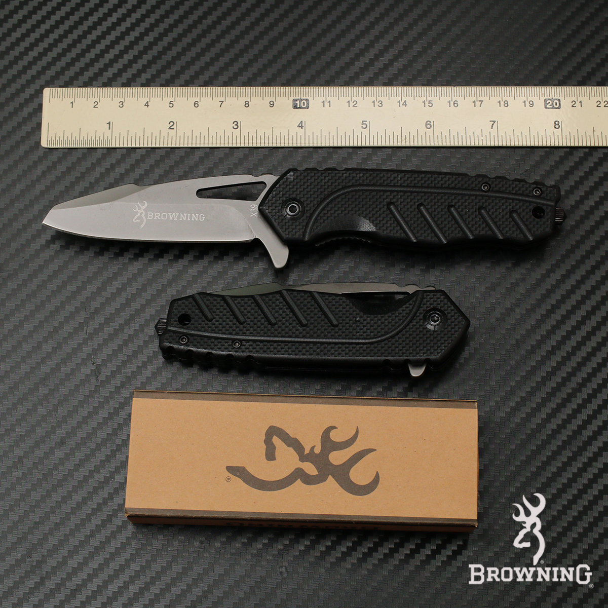 มีดพับ เปิดไว Browning รุ่น x39 (OEM) ท้ายทุบกระจก ด้ามดำ