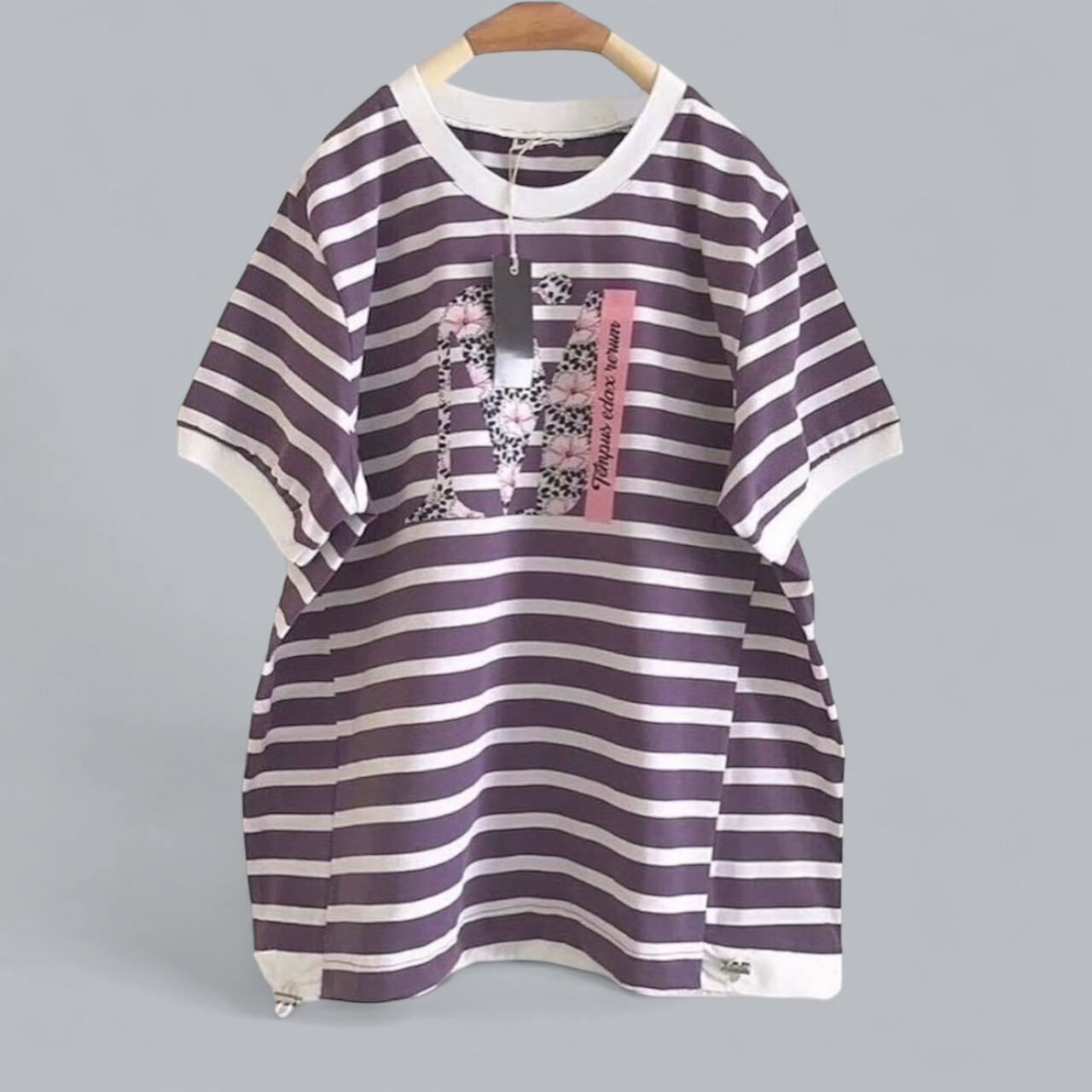 เสื้อยืดลายทางสกรีนลาย 9am