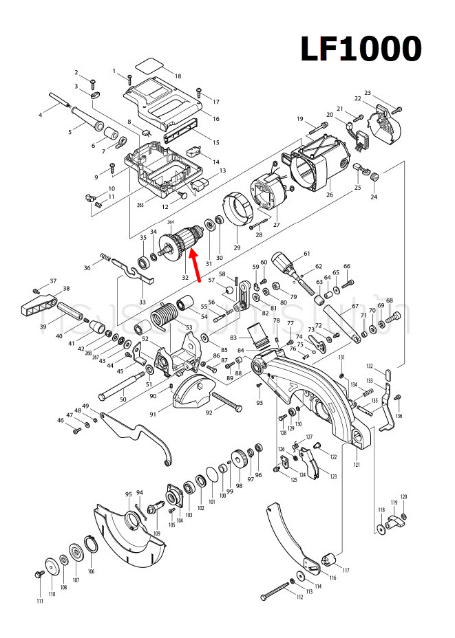 ทุ่น แท่นเลื่อย Makita มากีต้า LF1000 (แท้) ##