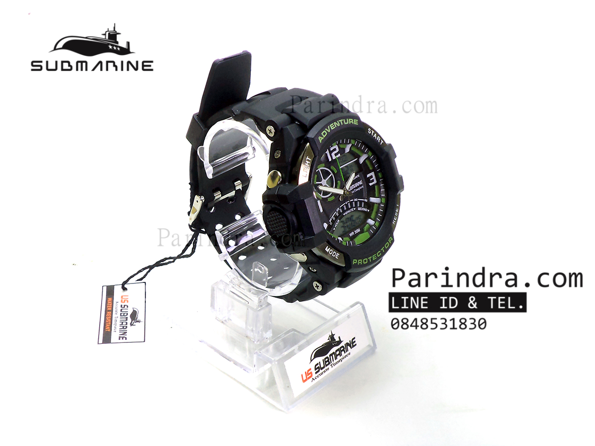นาฬิกา US submarine Adventure Protector รุ่น TP3156M สีดำตัดเขียว(พื้นเทา)