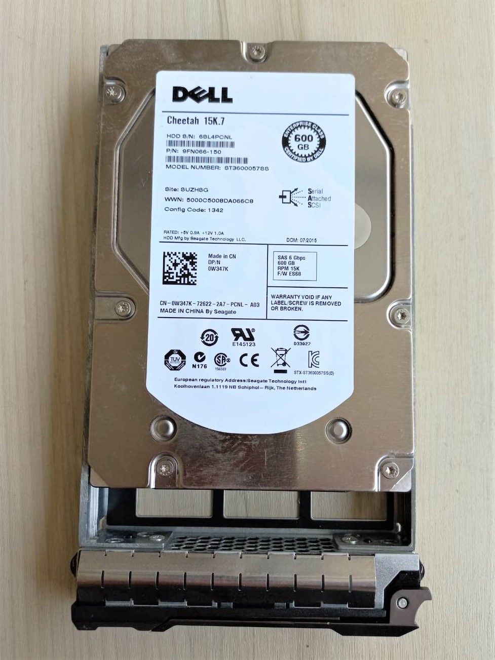 0W347K, W347K, J762N, ST3600057SS DELL 600GB 6G 15K 3.5 SAS Hard Drive WF238F