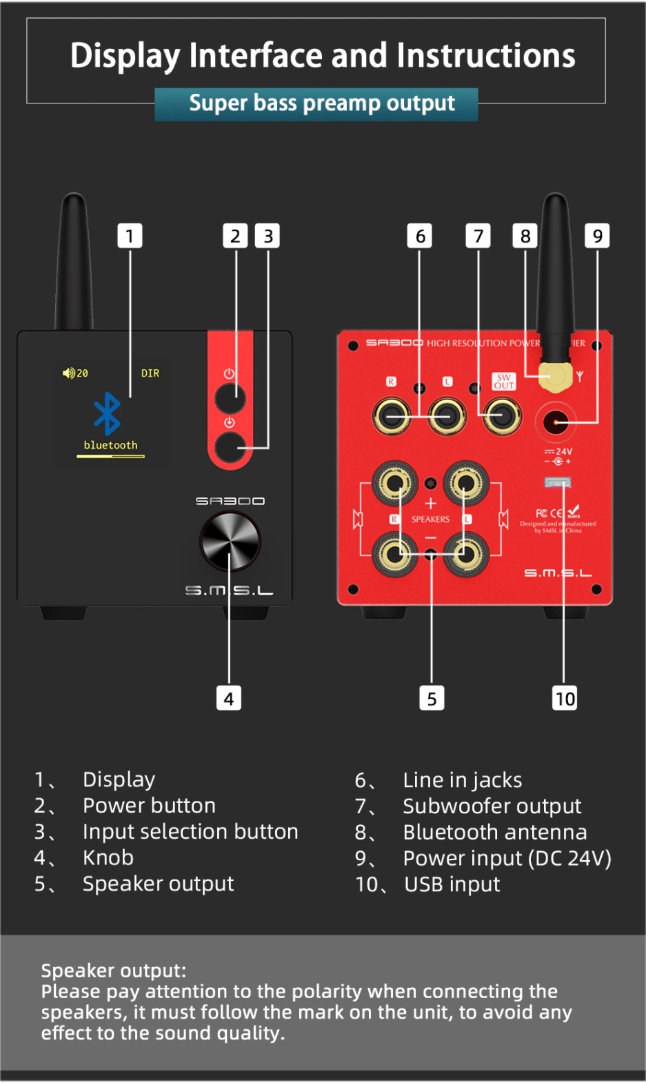 SMSL SA300 แอมป์ตั้งโต๊ะระดับ Hi-Res รองรับ Bluetooth5.0 ประกันศูนย์ไทย