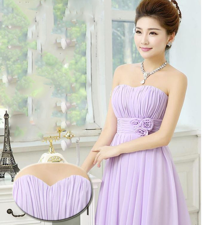 พร้อมส่ง ชุดราตรีสั้น ชุดเพื่อนเจ้าสาว สีม่วงอ่อน Lavender Lv-001B