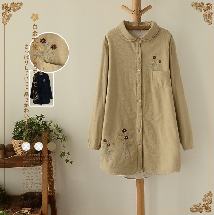 เสื้อเชิ้ตกันหนาวปักลายเนื้อผ้านุ่ม w closet wears