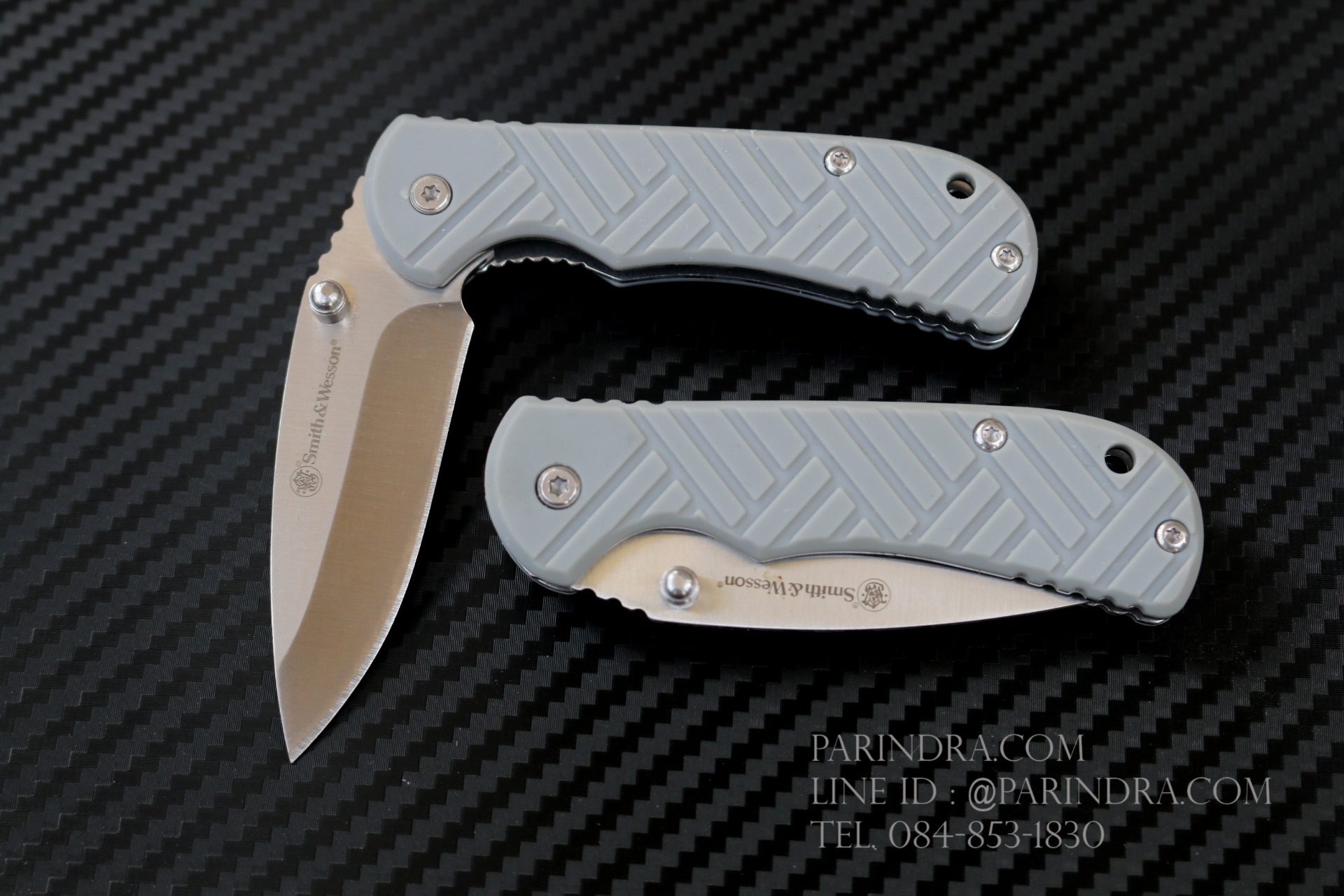 มีดพับขนาดเล็ก Smith & Wesson ด้ามสีเทา (OEM)