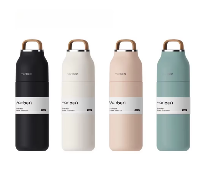 กระบอกสแตนเลส YANBEN ฝาเกลียวหูหิ้วทรงโค้ง 350 ml
