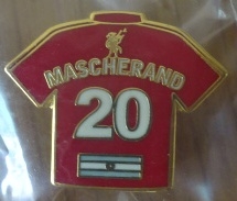เข็มกลัด ฟุตบอล สโมสรลิเวอร์พูล - #20 มาสเชราโน่ ใหม่ / LIVERPOOL Football Club Pin - #20 MASCHERANO NEW
