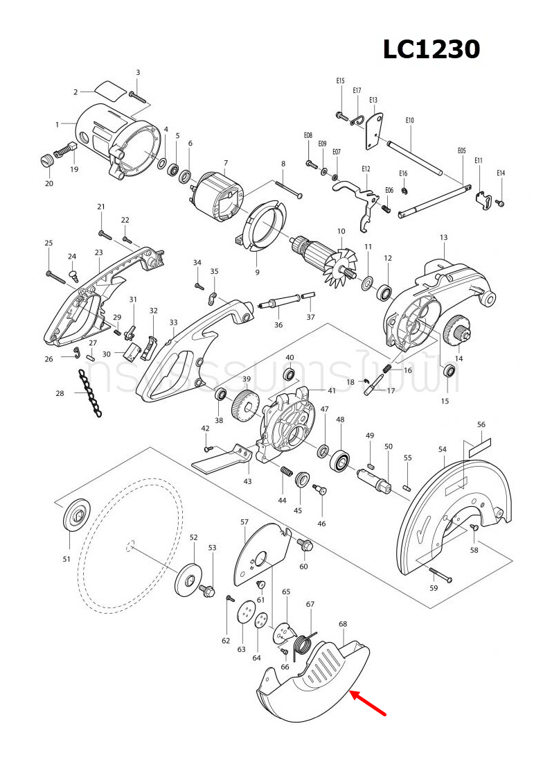 SAFETY COVER แท่นตัดเหล็ก Makita มากีต้า LC1230 [#68] Pn.317152-3 (แท้) ##
