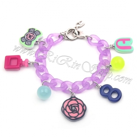 Aznavour & GraindeBeaute สร้อยข้อมือเซลลูโลสกุหลาบ ( Light violet )