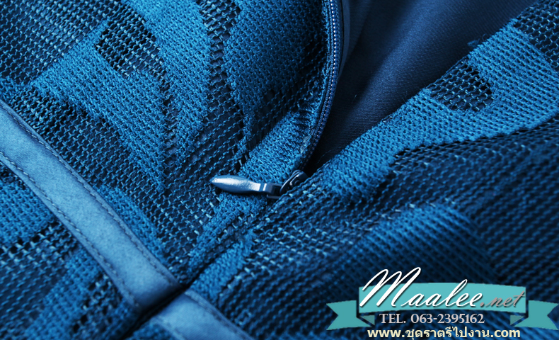 พร้อมส่ง ชุดเดรส/ชุดออกงาน ผ้าเกาหลี ผ้าโปร่งปักแขนยาวลายดอกไม้ สีดำ (ซิปหลัง) L ,4XL