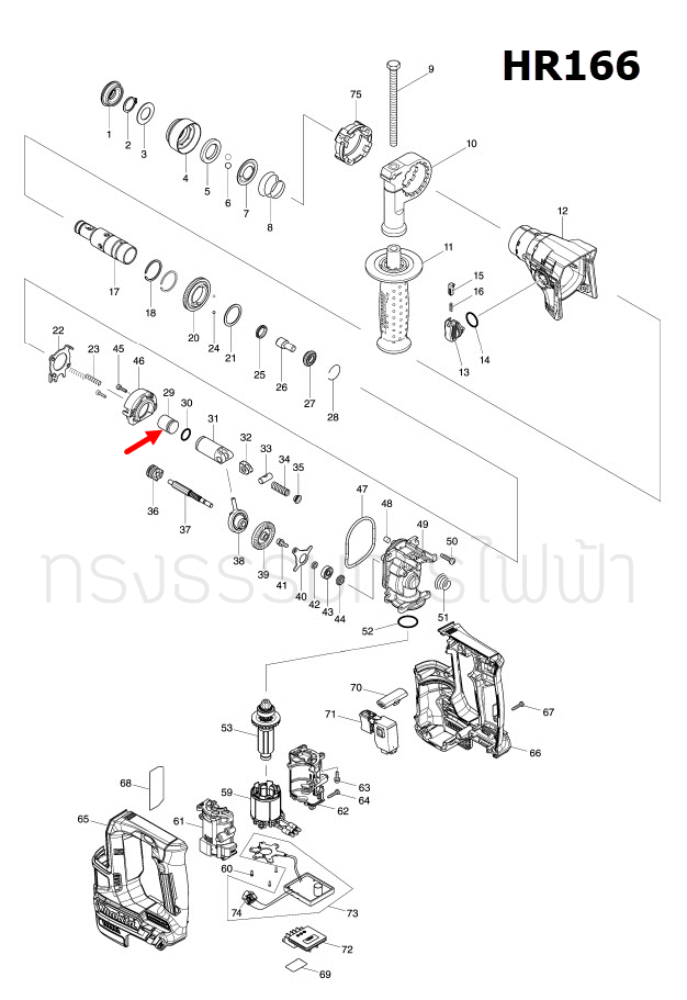 Striker สว่านโรตารี่ Makita มากีต้า HR166, HR166D Pn.326844-3 (แท้) ##