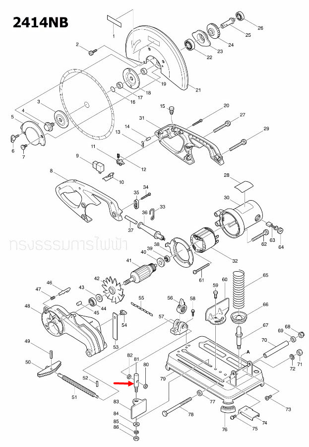 SCREW M8 เครื่องตัดเหล็ก Makita 2416S [#90], 2414NB [#81] P/N.321680-2(แท้) ##
