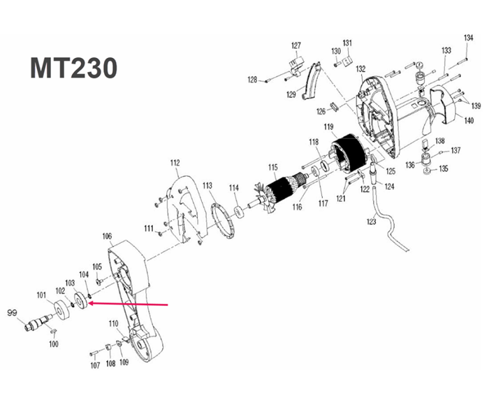 เฟือง แท่นตัดปรับองศา Maktec, Makita MT230 [#103], M2300, M2300B [#77] Pn.23000088 (แท้) ## (**)
