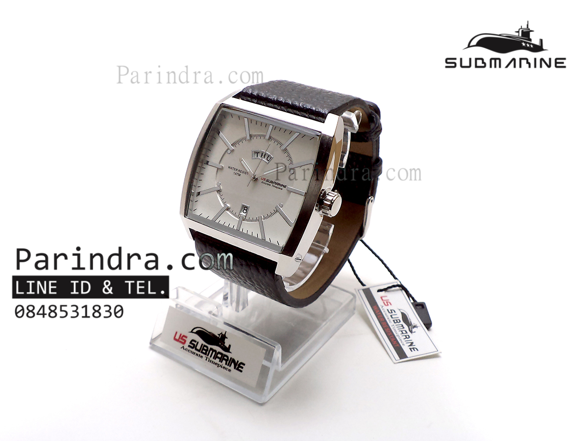 นาฬิกา US Submarine J103MDD ของแท้ 100 % สายหนังดำหน้าปัดขาวเข็มเงิน