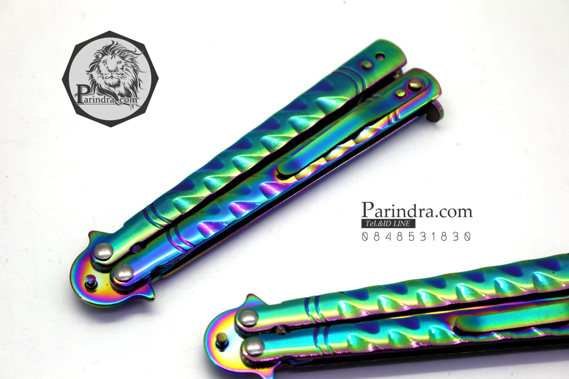 มีดบาลีซอง Balisong มีดควง มีดปีกผีเสื้อ สีรุ้งอะโนไดซ์ ขนาด 9 นิ้ว BLA007