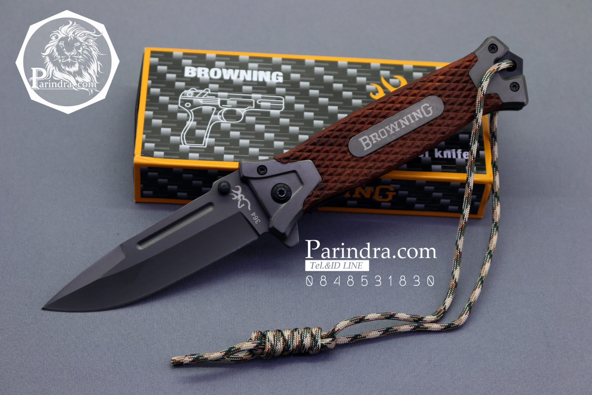 มีดพับ Browning รุ่น 364 ขนาด 8.5 นิ้ว ด้ามไม้สีน้ำตาล แข็งแรง หนักตัน ทนทานมาก (OEM)