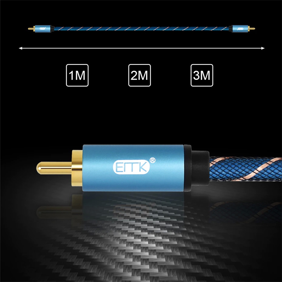 ขาย ERTK RCA to RCA สีฟ้า สาย RCA หุ้มฉนวน Nylon ถัก สำหรับเครื่องเสียง