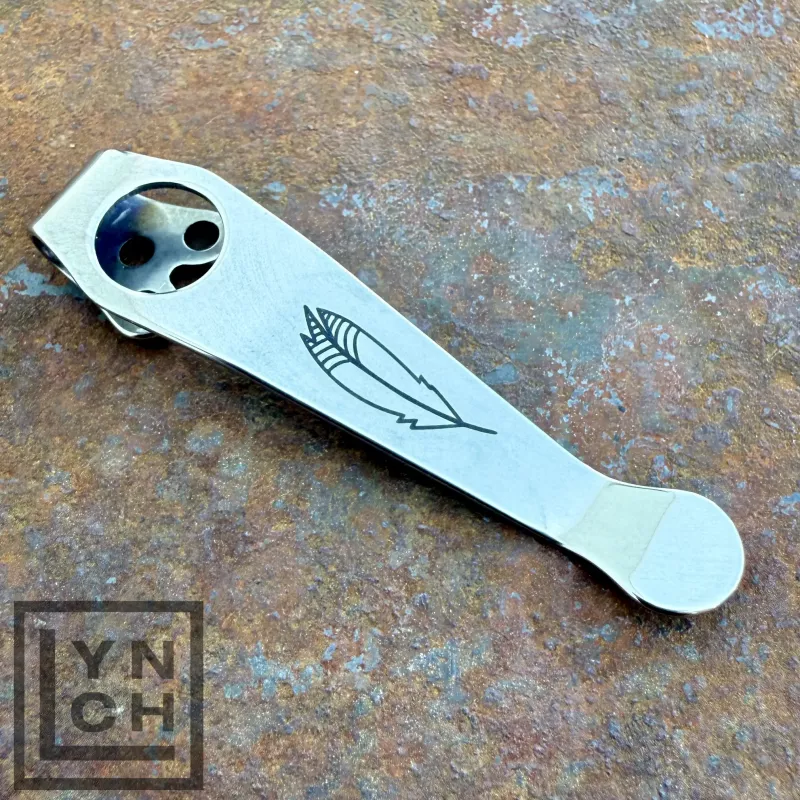 Spyderco Standard Clip - Polished "Feather" (มีโลโก้ขนนก)