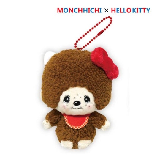 พวงกุญแจตุ๊กตาลิมิเต็ดที่รวมน่ารัก Monchhichi × Hello Kitty