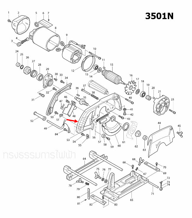 เสื้อใบเลื่อย เครื่องเซาะร่อง มากีต้า Makita 3501N [#53] Pn.317391-5 (แท้) ##