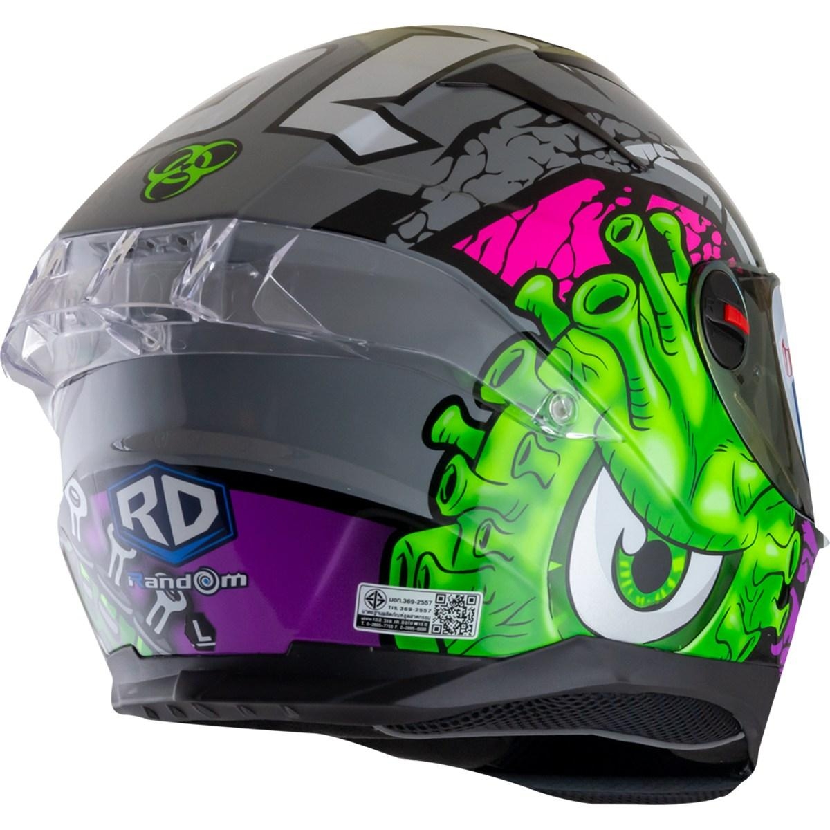 หมวกกันน็อคเต็มใบ RD RANDOM CZR-BT รองรับติดตั้งบลูทูธ **แถมฟรีชิลด์แต่ง+ถุงผ้าใส่หมวกRD ลาย BIO-19:เทาเงา