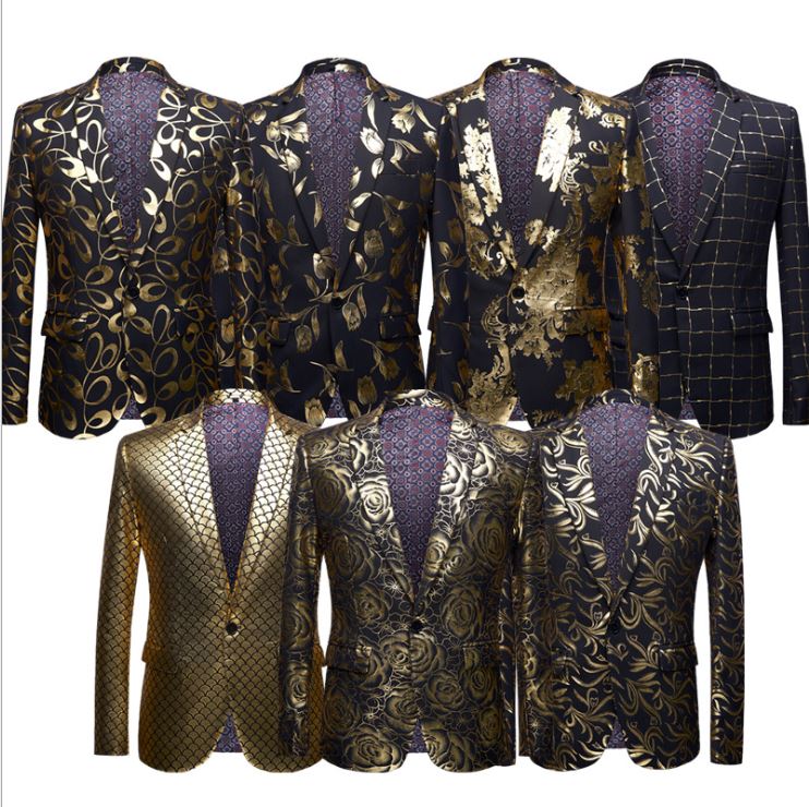 Pre-order เสื้อสูทชาย พิมพ์ลายกราฟฟิกสีทอง ** เฉพาะเสื้อ**