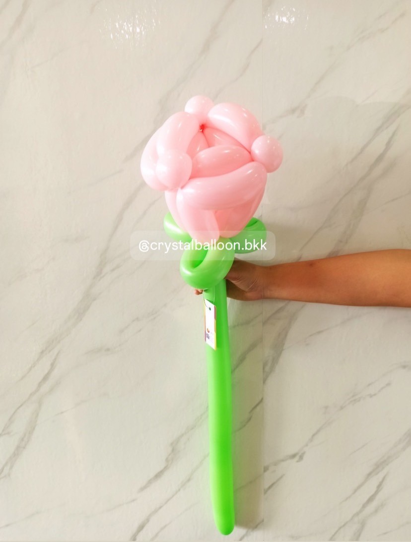 สั่ง Flower Balloon Rose 1 ดอก พร้อมตกแต่ง สามารถเปลี่ยนสีลูกโป่งได้