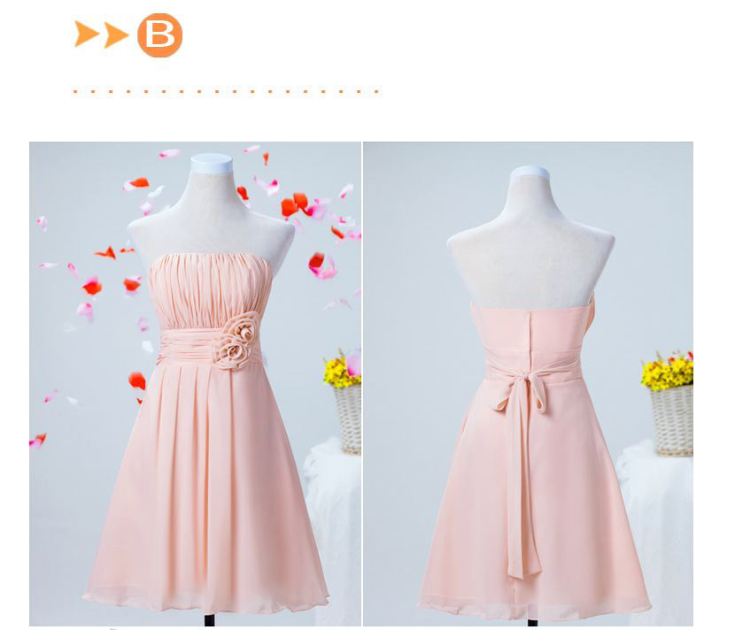 พร้อมเช่า ชุดราตรีสั้น สีชมพูอ่อน ชุดเพื่อนเจ้าสาว Pink-001B