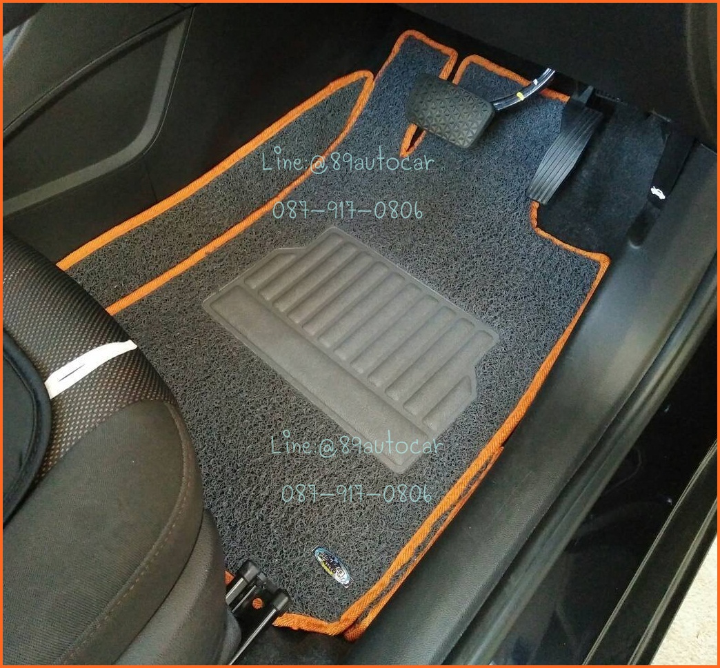 ร้านจำหน่ายพรมเข้ารูปปูพื้นรถยนต์เต็มคัน Chevrolet Sonic ไวนิลสีเทาขอบส้ม