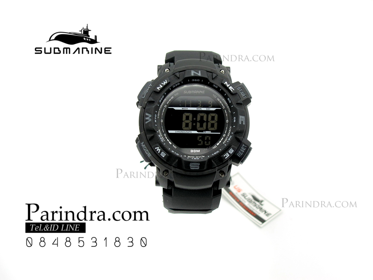 นาฬิกา US submarine รุ่น TP1326M สีดำ พื้นหลังดำ