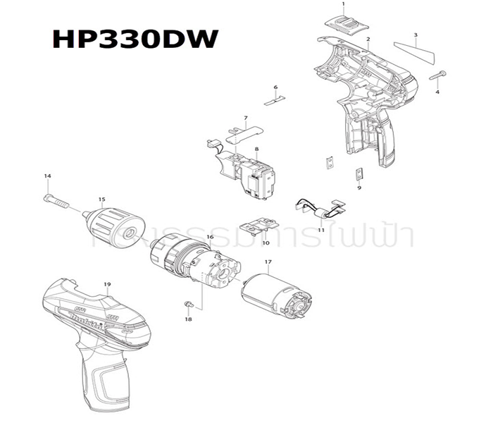 มอเตอร์ สว่านกระแทก Makita HP330D, HP330DW Pn.629962-9 (แท้) ##(**)