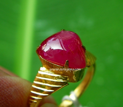 Natural Ruby Burma ทับทิมพม่า ทรงหยดน้ำ สีแดงสดเลือดนกพิราบ (Pigeon Blood Red Ruby) กิมบ่เซี่ยง