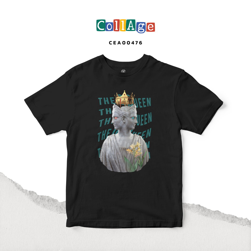 เสื้อยืดพิมพ์ลาย Collage THE QUEEN I รหัส CEA00476 สีดำ #เสื้อยืด #Collage