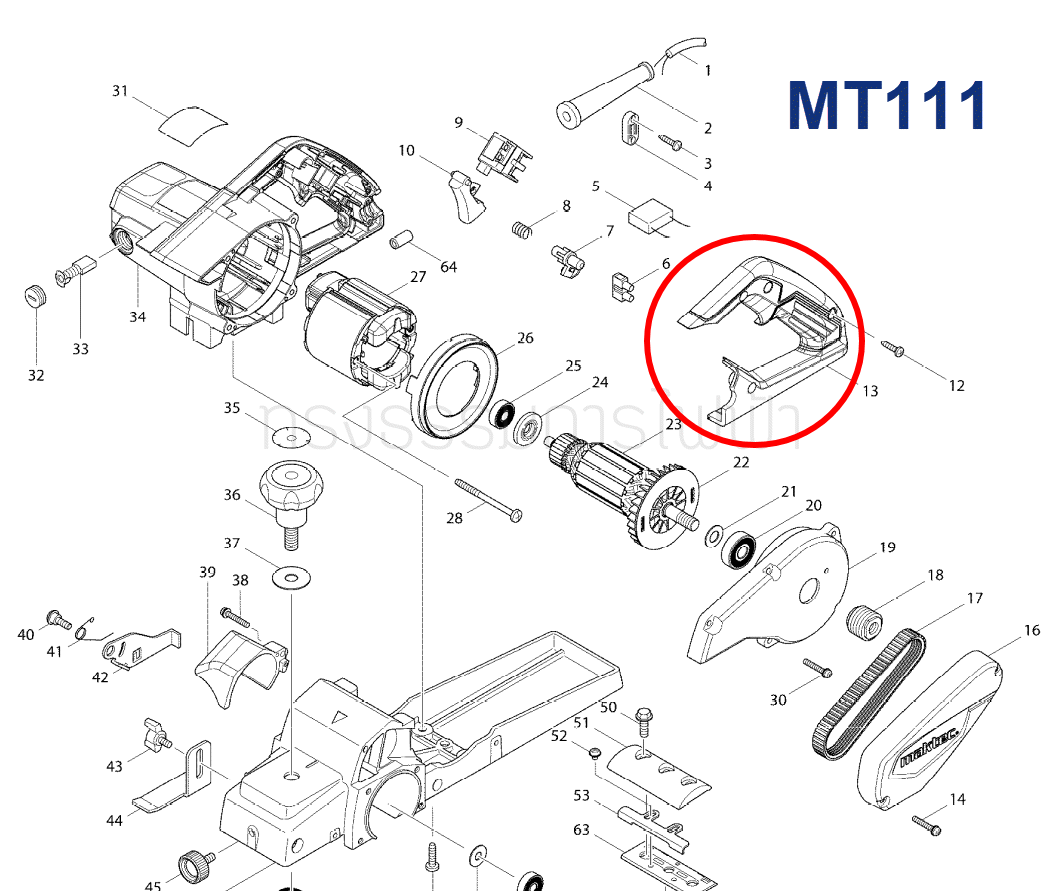 ด้ามจับ กบไสไม้ Maktec มาคเทค รุ่น MT111 [#13] Pn.454046-2 (แท้) ##