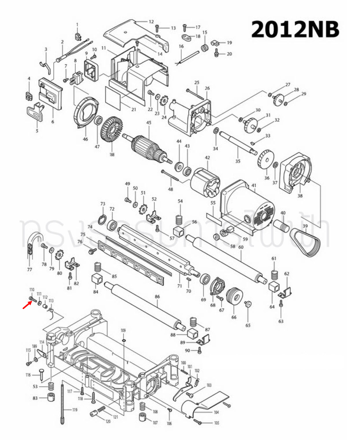 HEAD SCREW M5X20 แท่นไสไม้ Makita-มากีต้า 2012NB [#110] Pn.911233-1 (แท้) ##