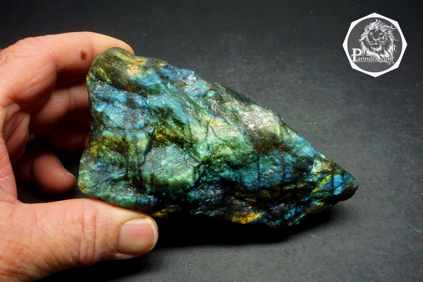 หิน ลาบราดอไลท์ (Labradorite) ดิบไม่ขัด สวยคัดพิเศษ ประกายสีเหลืองส้ม #LA105