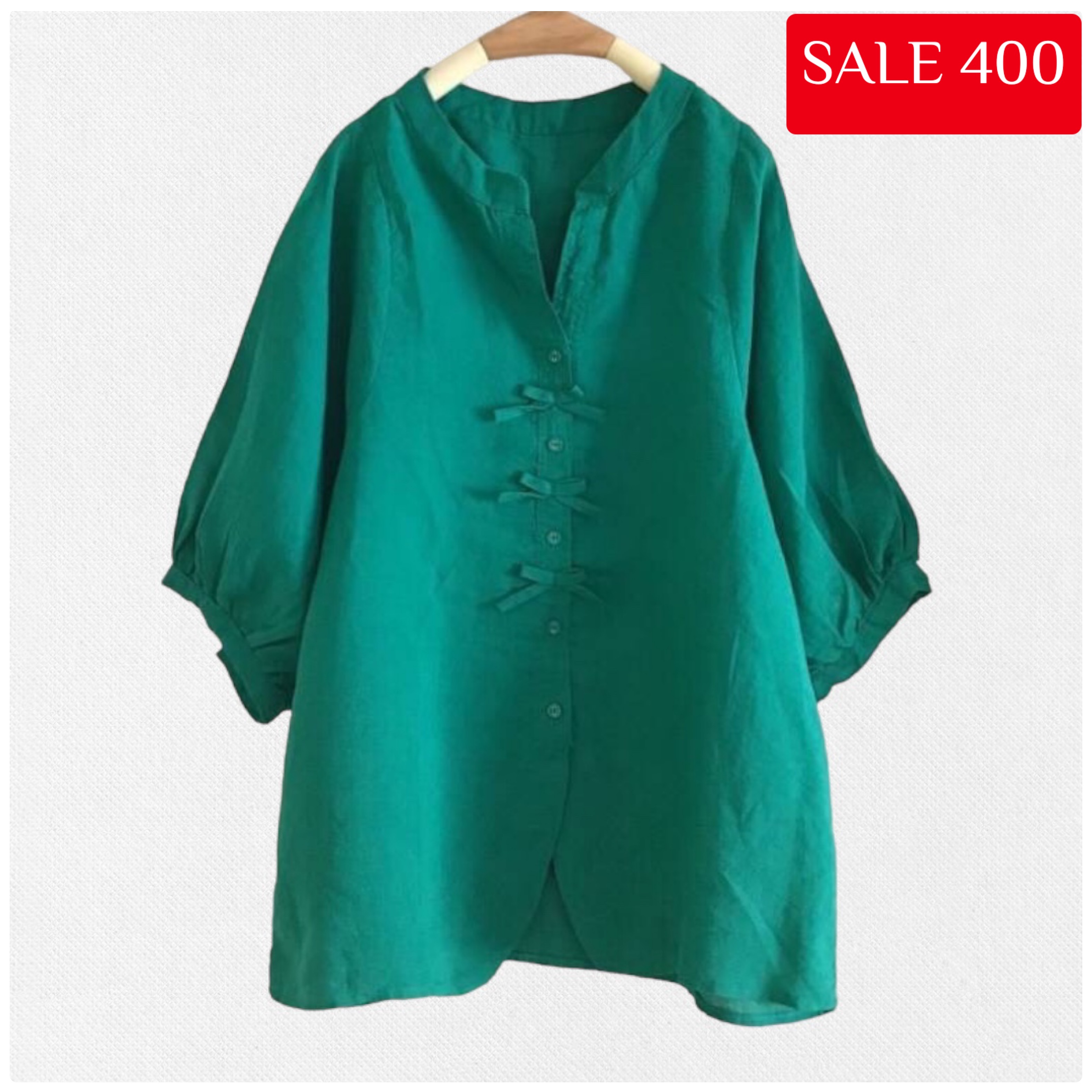 เสื้อผ้าลินินปักแต่งโบว์